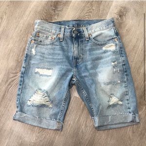 Levi’s 511 Denim Jean Bermuda Shorts Size 28 Distressed